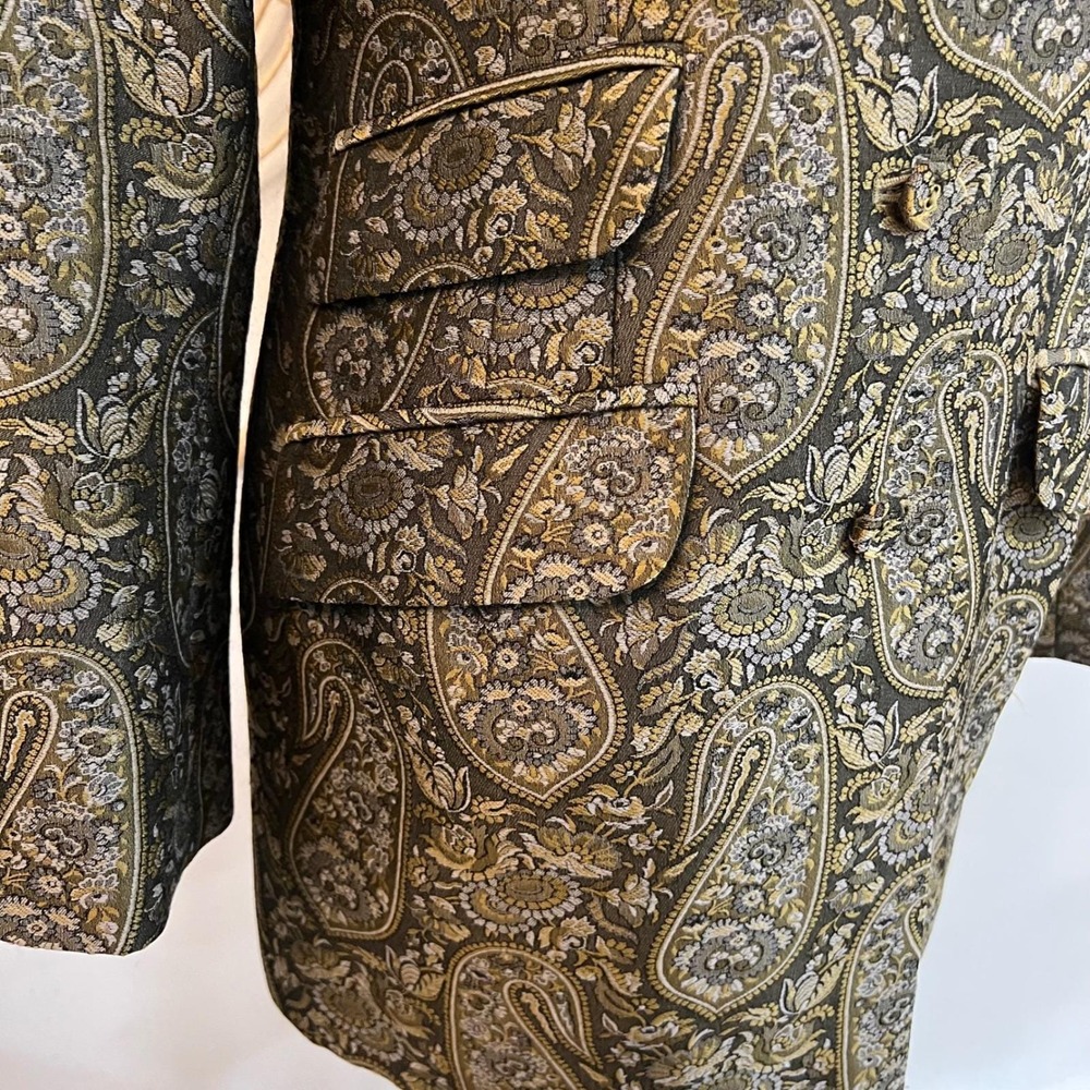 Vintage Paisley Tapestry Brocade Blazer Jacket Dark Academia USA 6 - Picture 3 of 12